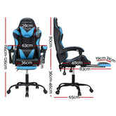Artiss 2 Point Massage Gaming Office Chair Footrest Cyan Blue Chez Guru